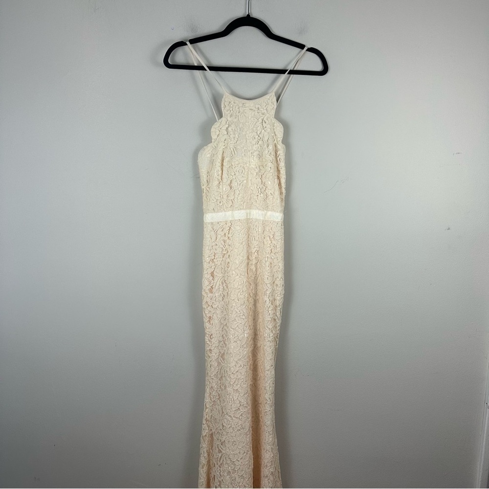 Love, Peace & Boho | Sweet Origins Lace Dress in Cream High Neck Gown Size Small